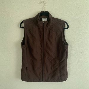 Columbia Brown Pleated Collared Zip-down Vest